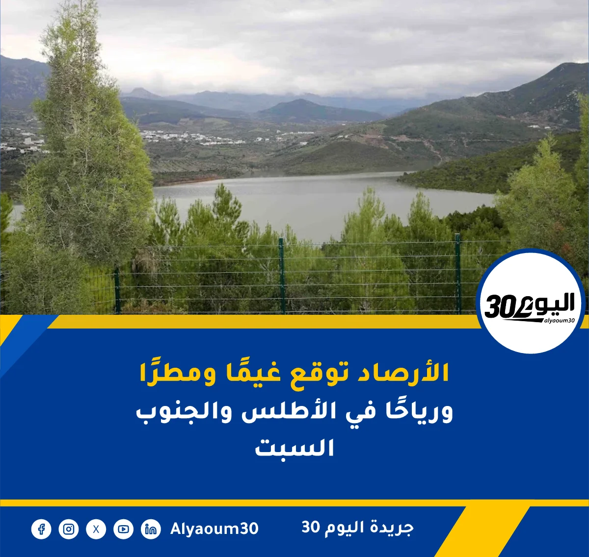 الأرصاد توقع غيمًا ومطرًا ورياحًا في الأطلس والجنوب السبت