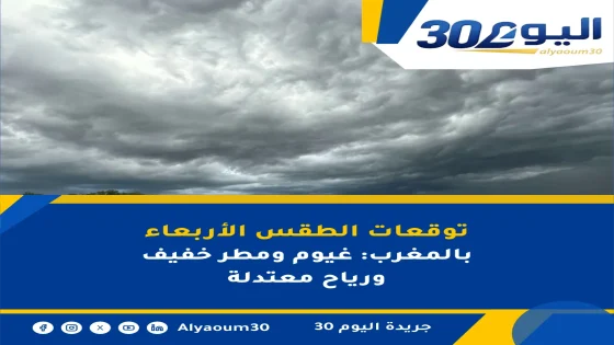 توقعات الطقس الأربعاء بالمغرب: غيوم ومطر خفيف ورياح معتدلة