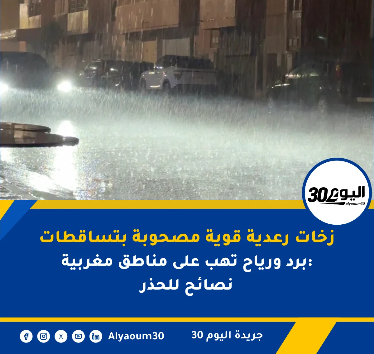 زخات رعدية قوية مصحوبة بتساقطات برد ورياح تهب على مناطق مغربية: نصائح للحذر