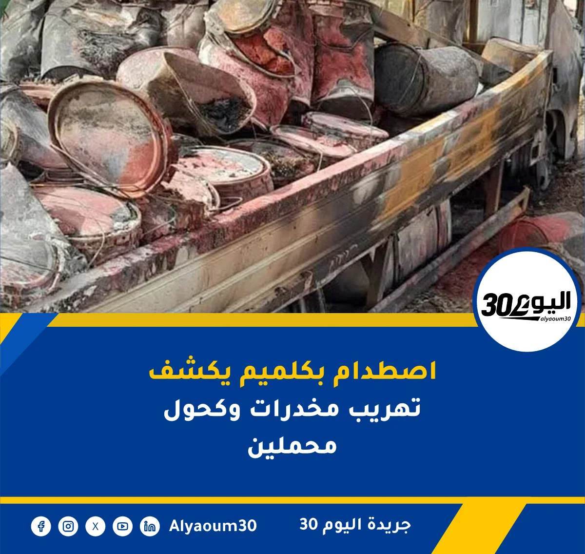 اصطدام بكلميم يكشف تهريب مخدرات وكحول محملين