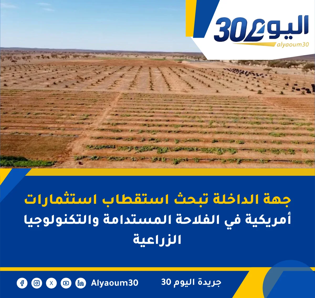 جهة الداخلة تبحث استقطاب استثمارات أمريكية في الفلاحة المستدامة والتكنولوجيا الزراعية